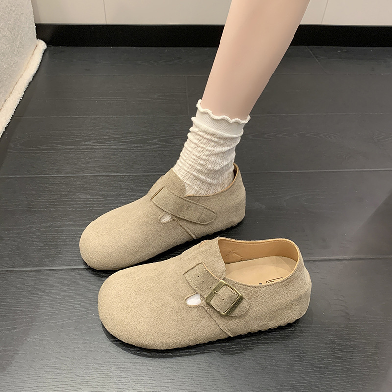 内增高勃肯鞋子女鞋2025秋季新款一脚蹬休闲单鞋豆豆乐福鞋|undefined