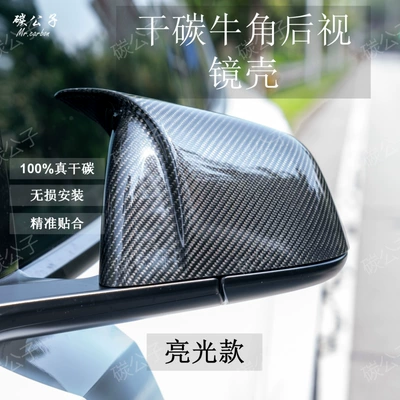 Suitable for Tesla's New Version, Rearview mirror/rearview mirror - a-pair-of-old-model-y-glossy-dry-carbon-horns