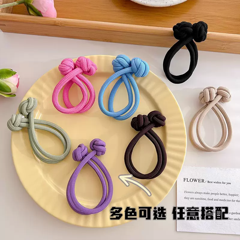新款中国结皮筋小清新高弹力不伤发发圈发绳双头皮筋打结头绳头饰