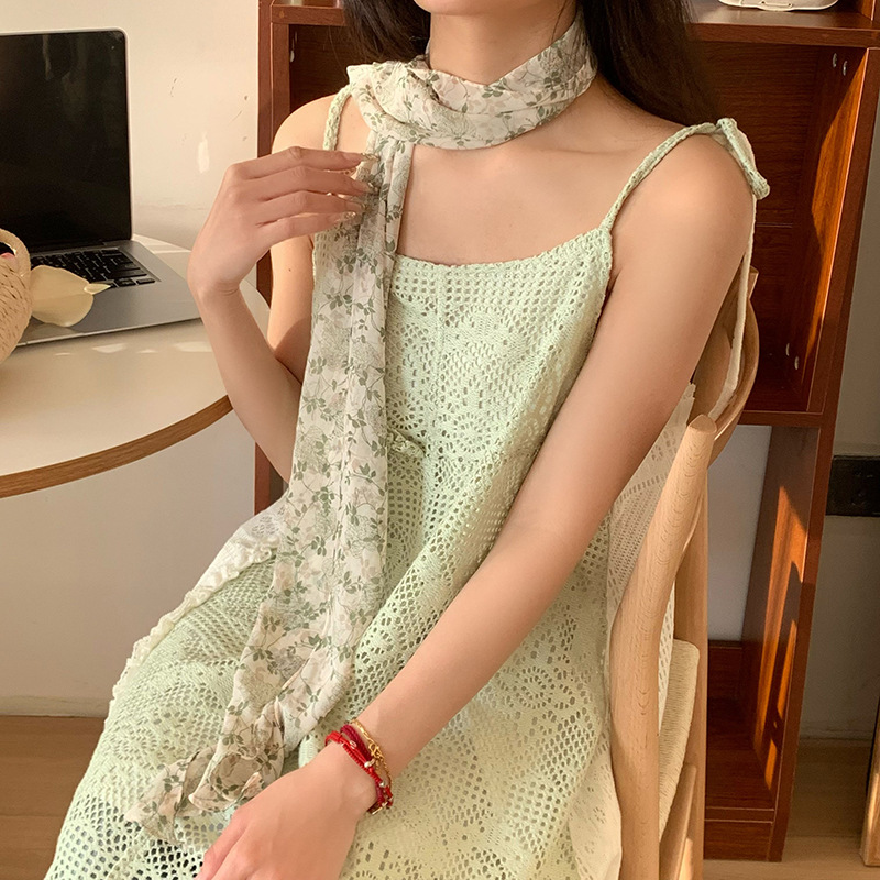 Bufandas negras onduladas rosas bufandas insy2k galía galleta estilo literario versátil cinta de alta calidad