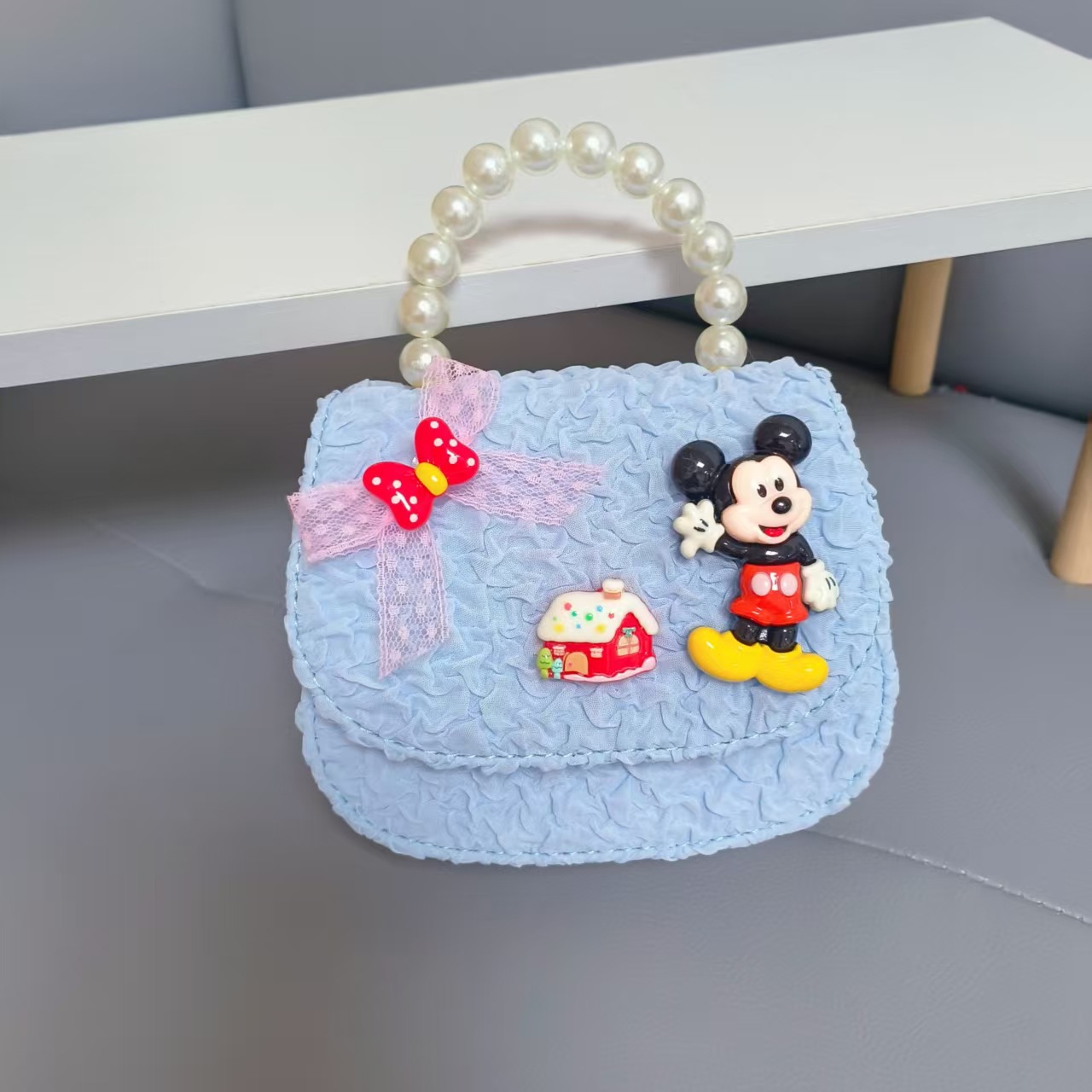 Bolso de perlas de arco de dibujos animados de Año Nuevo de chicas bolso de Año Nuevo de cadenas de viento fragante bolso cuadrado bolso de cambio de niños