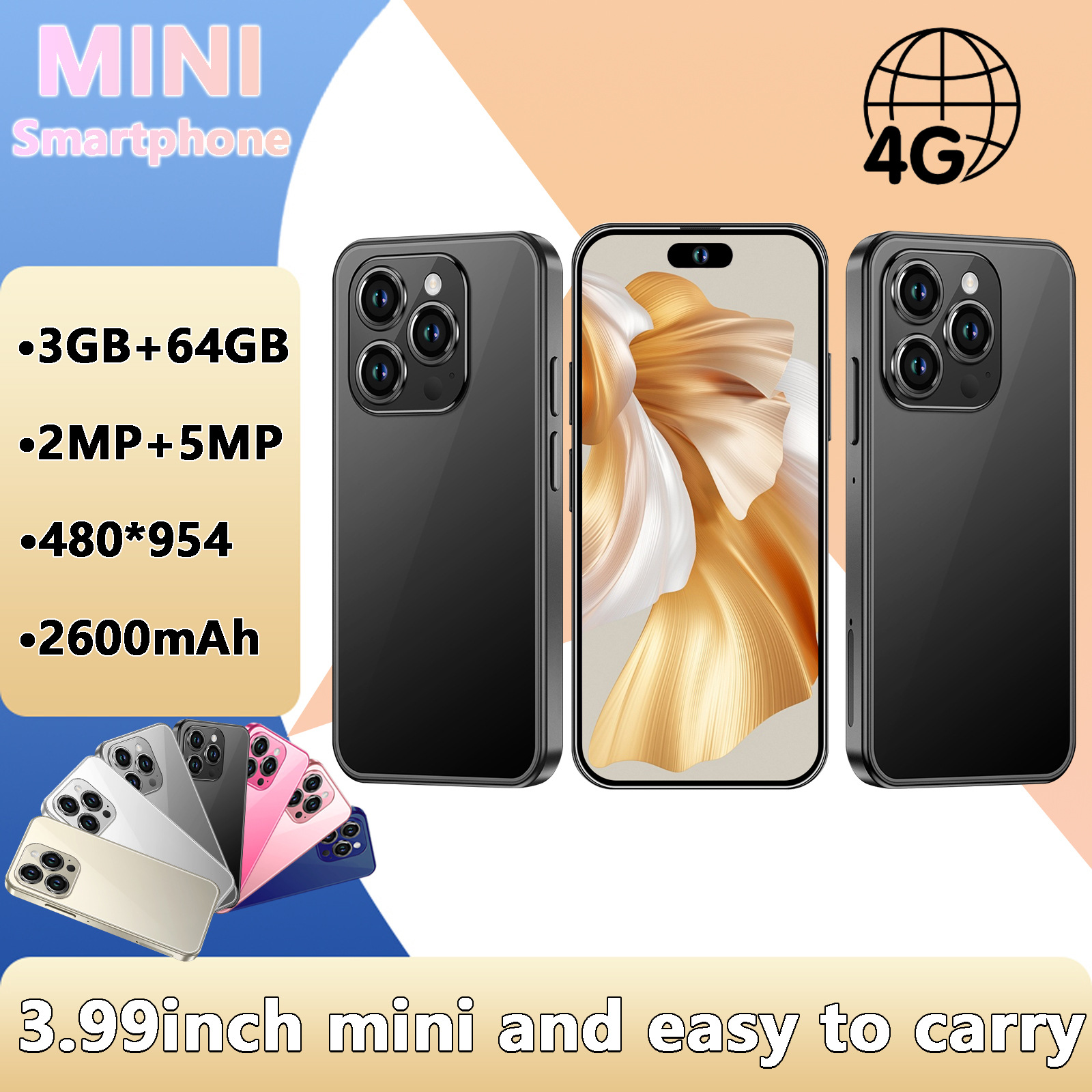 爆款XS16 PROMAX迷你智能手机4g现货批发代发3+64g袖珍安卓小手机