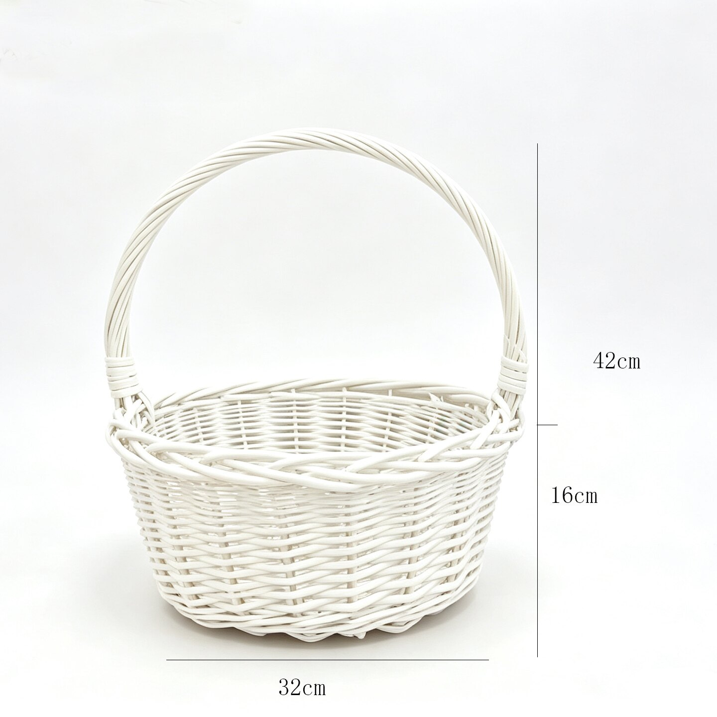 Cesta de Flores Tejida a Mano con Asa de Plástico para Arreglos Florales