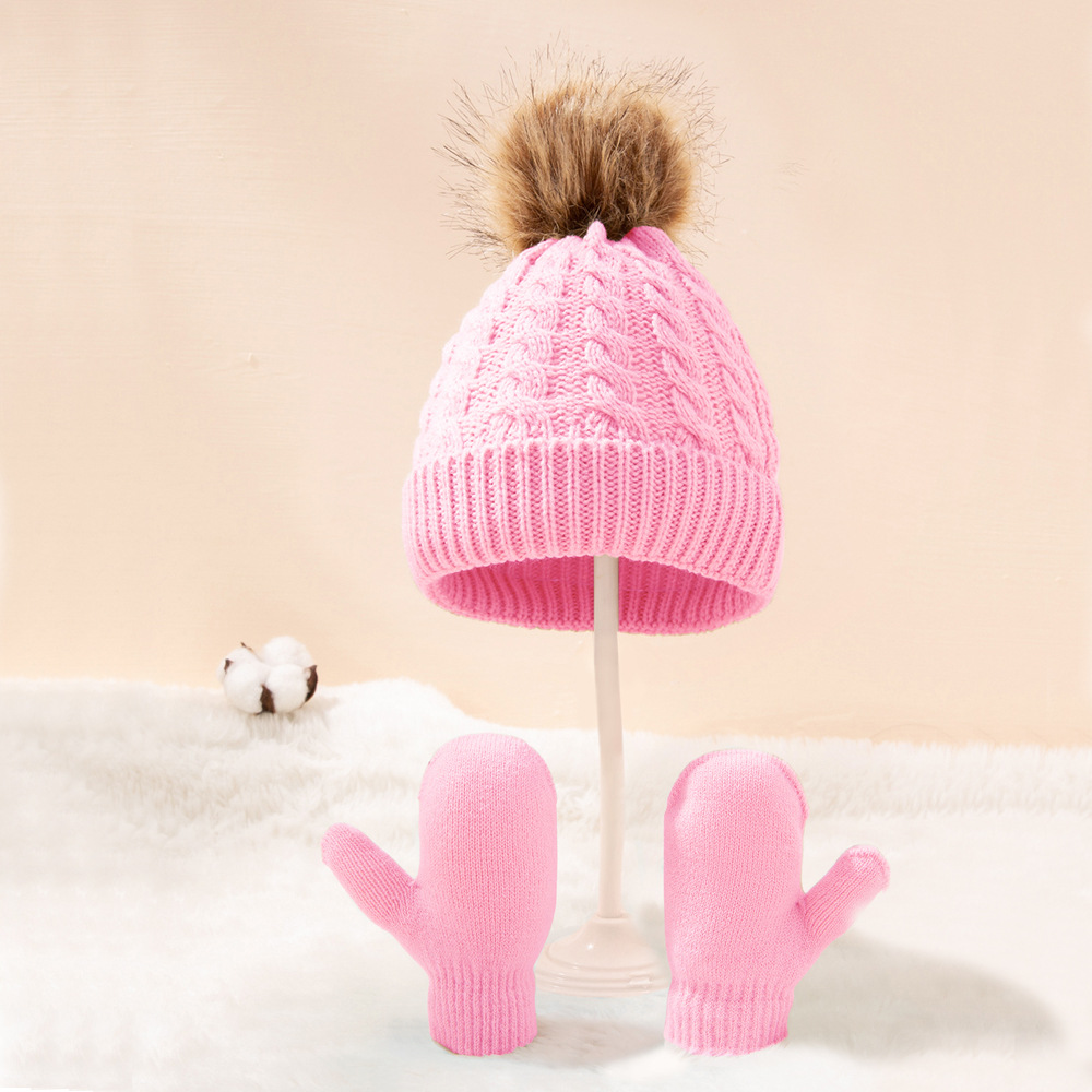 Kid's Fashion Solid Color Pom Poms Wool Cap display picture 4