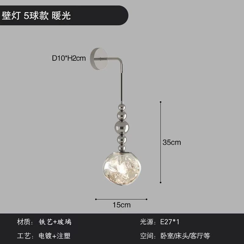 5 ball lava silver wall lamp