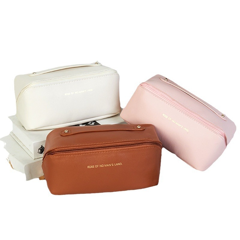 Free Shipping Factory Direct Sales Satchel Cosmetic Bag High-Looking Female Large-Capacity Waterproof Toiletry Bag Pu Cosmetic Bag Satchel