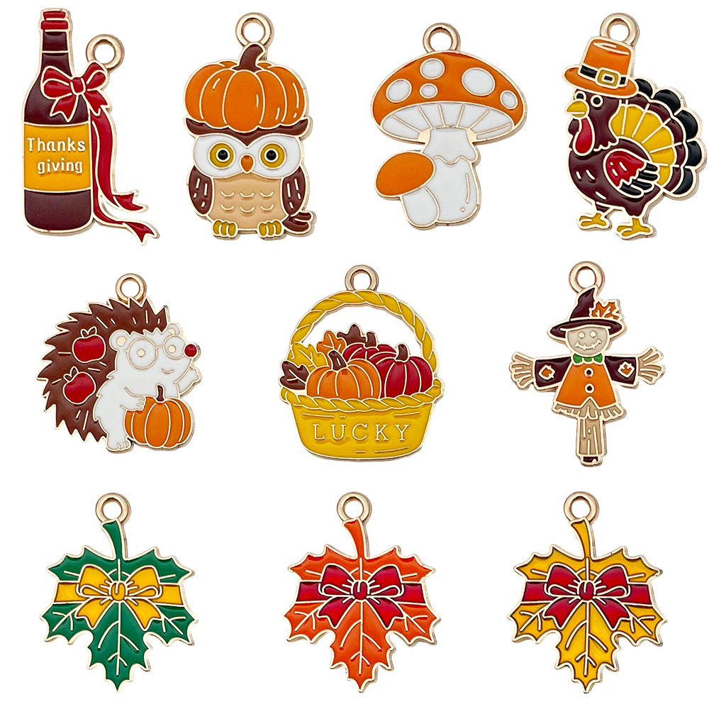 跨境感恩节火鸡滴油合金diy饰品配件手链项链吊坠钥匙扣耳环挂件