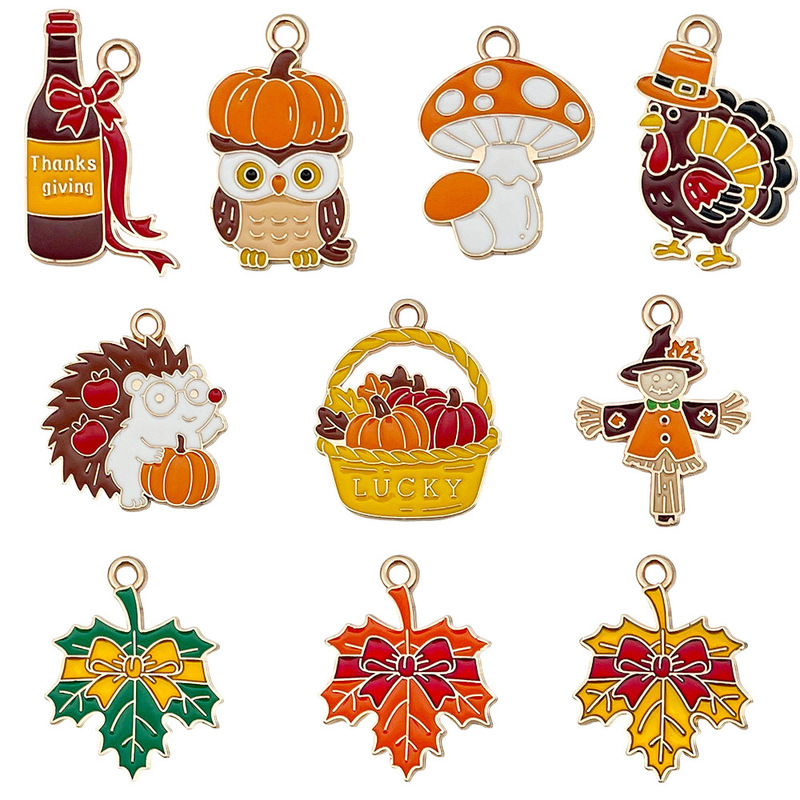 Cross-Border Thanksgiving Turkey Oil-Drip Alloy DIY Jewelry Accessories Bracelet Necklace Pendant Keychain Earring Charm Cross-Border Thanksgiving Turkey Oil-Drip Alloy DIY Jewelry Accessories Bracelet Necklace Pendant Keychain Earring Charm