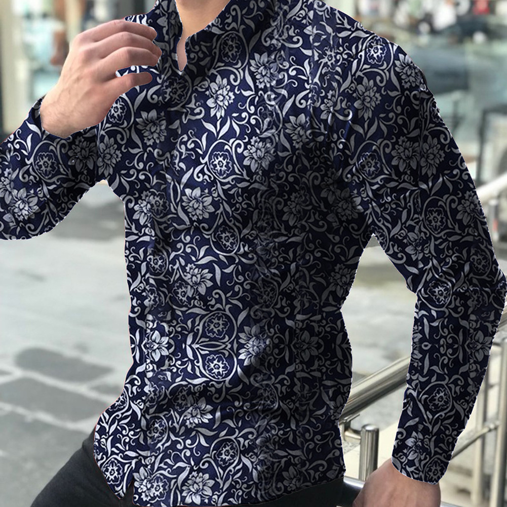 Men's Ditsy Floral Blouse Men's Clothing display picture 9