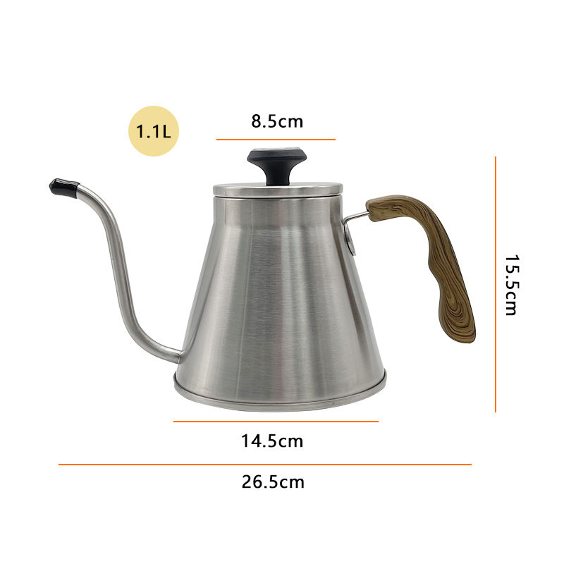 1,1L estilo europeo con tapa control de temperatura 304 acero inoxidable cafetera de descarga manual hervidor de agua de llama abierta para exteriores