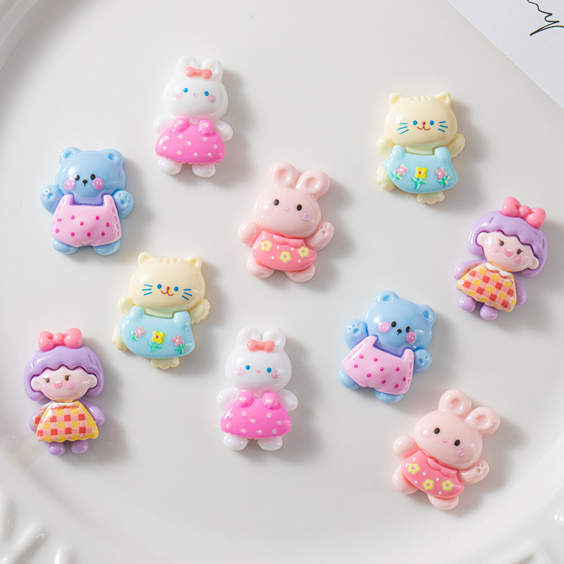 Nuevo dibujos animados niña conejo DIY crema pegamento resina accesorios pelo cuerda accesorios taza parche material hecho a mano