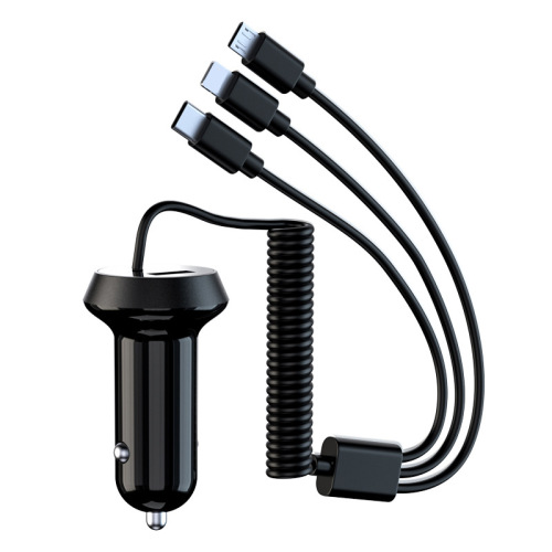 New car charger dual usb one to three lines fast charging multifunctional cigarette lighter 3.1a car charger cross-border hot selling