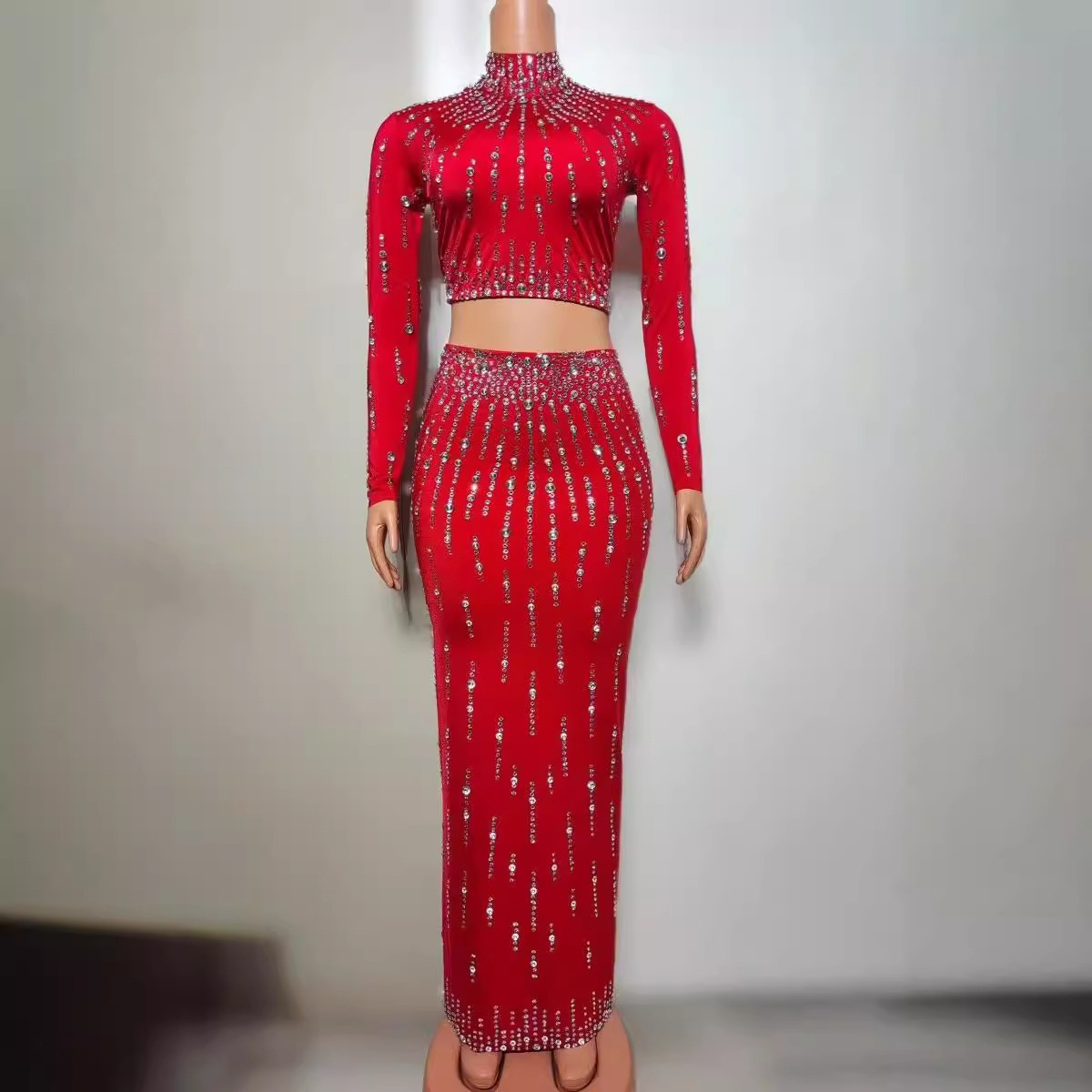 Birthday Clothing Party Performance Clothing Nightclub Bar Full of Diamond Slim Dress Singer Prom Banquet Party Dress