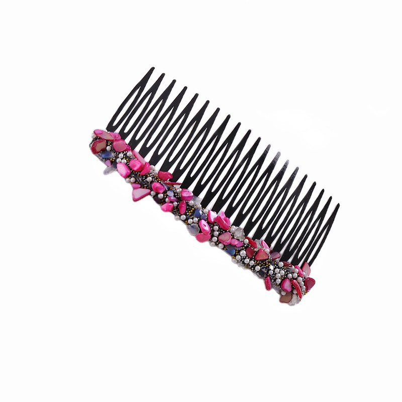 Comercio exterior nuevo color piedra diadema de color floral diamante plástico peine pelo roto acabado artefacto estilo coreano elegante peine del pelo
