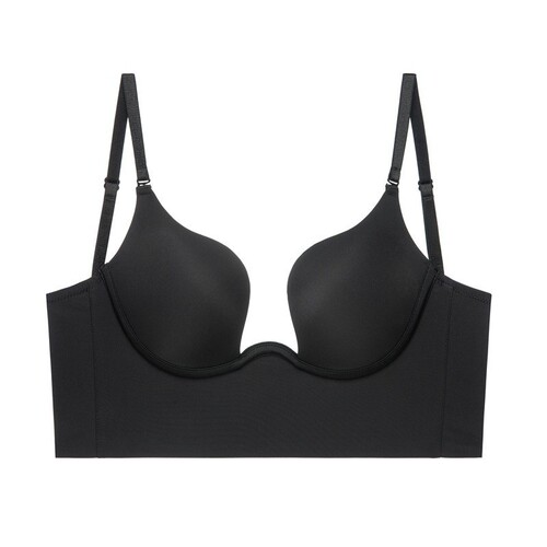 Cross-border large backless beautiful back bra U-shaped glossy small breast push-up underwear sexy invisible halter bra for women