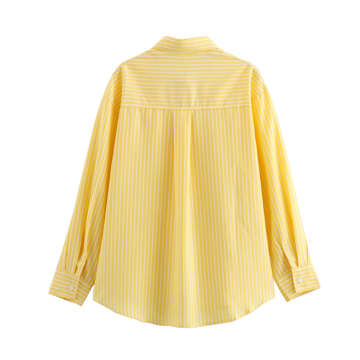 Women's Casual Loose Fit Stripe Shirt With Pocket, Long Sleeve Polo Collar Blouse, Comfortable Breathable Tops For Spring Summer_ecoleips.com
