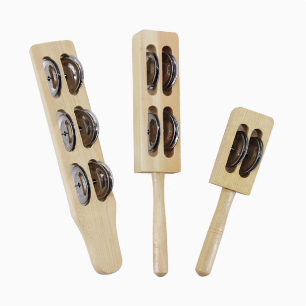Orff Percussion Instrument Board, Children's Dance Prop Board, Music Teaching Aid Wooden Four-Bell Board Cymbal