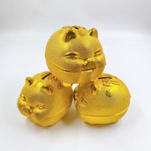 Little golden pig piggy bank 6 inch plastic festive ornaments children's change bank piggy bank 2 yuan store stall ferrule wholesale