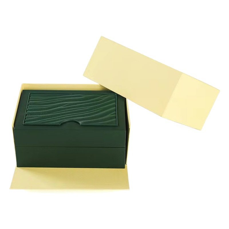 Caja de reloj de alta gama PU cuero regalo joyería exhibición almacenamiento colección de madera avanzada caja de reloj fantasma de agua verde