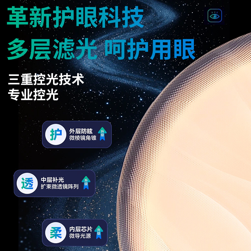 Lámpara de techo de dormitorio, moderna, simple y creativa 2025, nueva lámpara de habitación, protección ocular, luz de dormitorio antideslumbrante sin marco suspendida