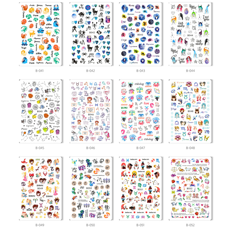 Cross-Border especial 12 constelación uñas pegatinas traje DIY autoadhesivo 12 constelación uñas pegatinas 12 piezas un conjunto