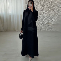 2025春秋季跨境新款欧美亚马逊跨境女装复古拼色宽松大码长款外批