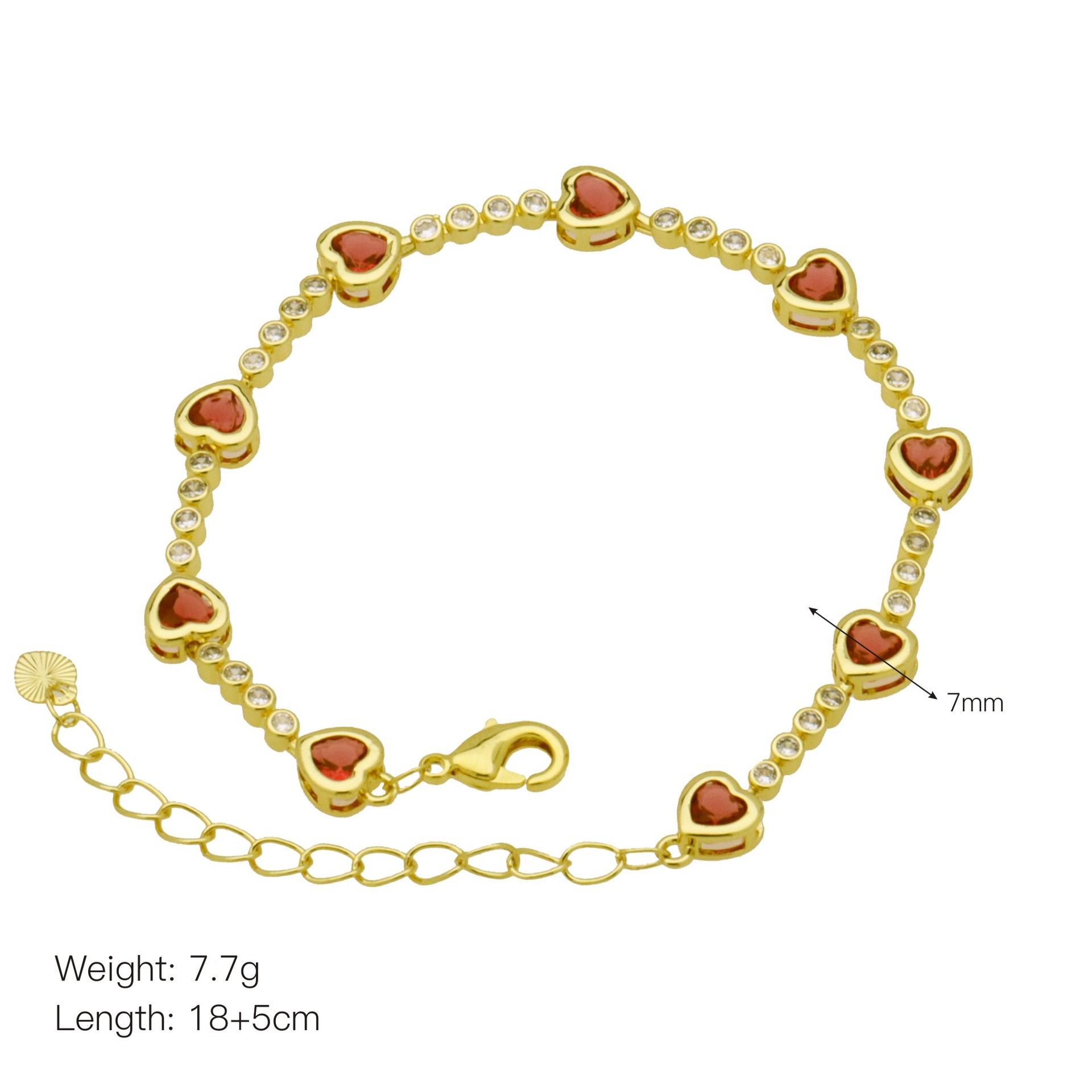 Women's Gender Plating, Inlay Design Wholesale Jewelry Sweet IG Style Heart Shape Copper Zircon Plating Inlay Bracelets Chain-free