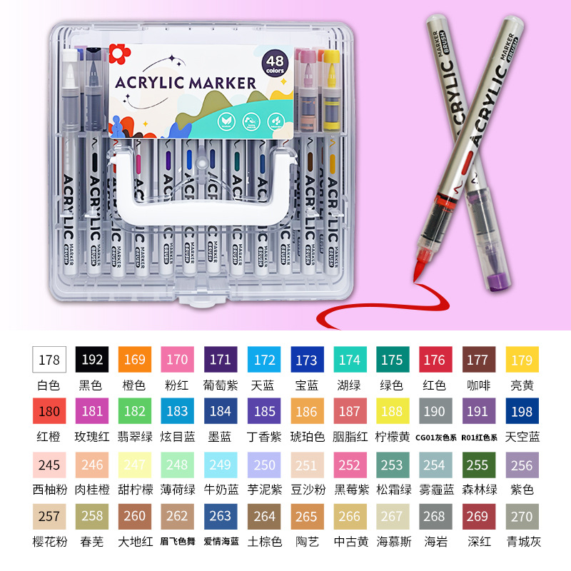 Líquido directo tipo blando acrílico marcador conjunto impermeable impermeable DIY graffiti dibujo de estudiantes pincel de relleno de color