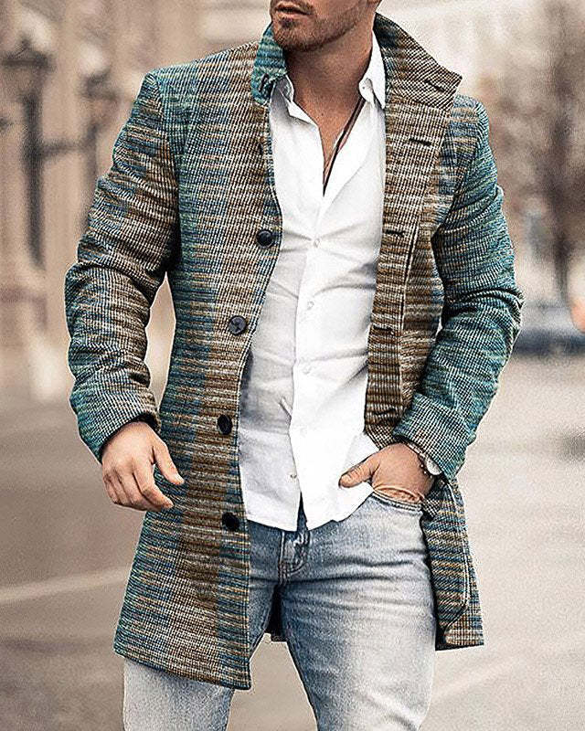 2024 europeo y americano de comercio exterior de otoño e invierno de los nuevos hombres de lana collar medio-longitud de la capa de bolsillo casual moda caliente