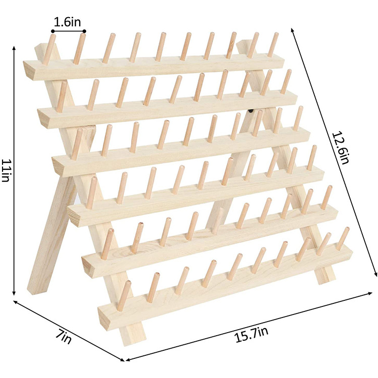 60轴木制线架缝纫线收纳架宝塔毛线架子置物架木质桌面折叠线轴架