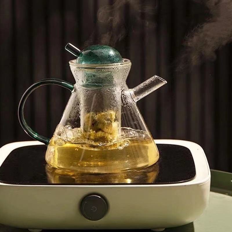 Danés nórdico tetera creativa ins borosilicato vidrio vintage tetera traje café ámbar