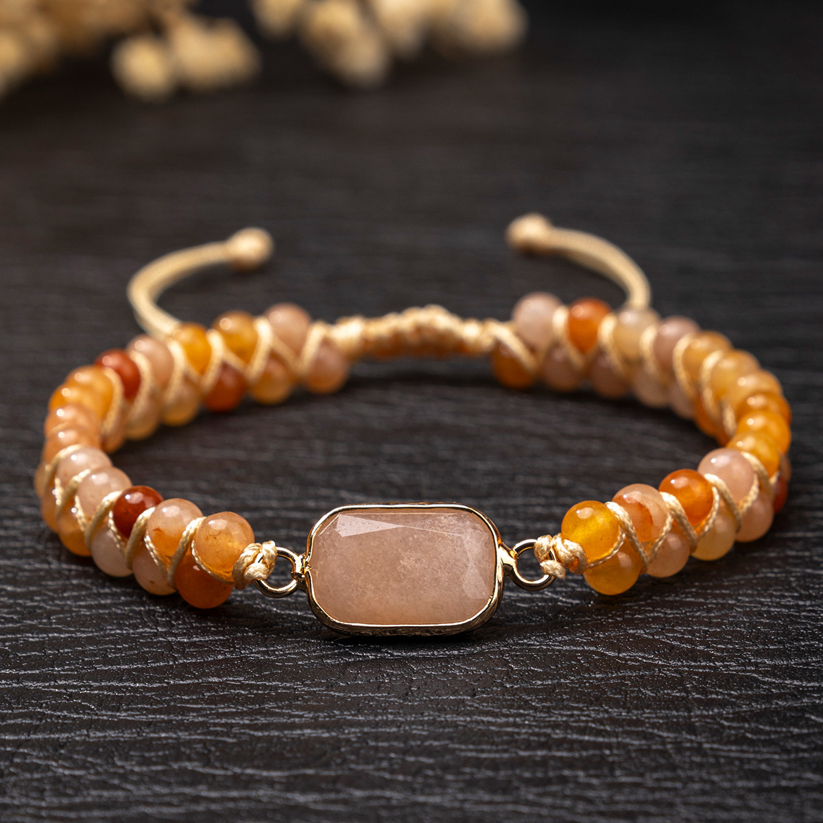 레드 어벤츄린 스퀘어 팔찌