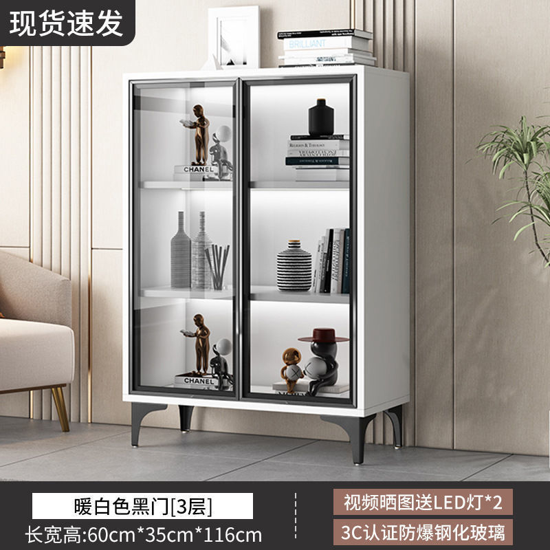 实木书柜带玻璃门客厅一体靠墙置物柜酒柜家用落地书柜展示柜|undefined