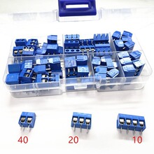 PCB螺钉式接线端子70只2P40只/3P20只/4P10只蓝色铁件塑料盒DG301