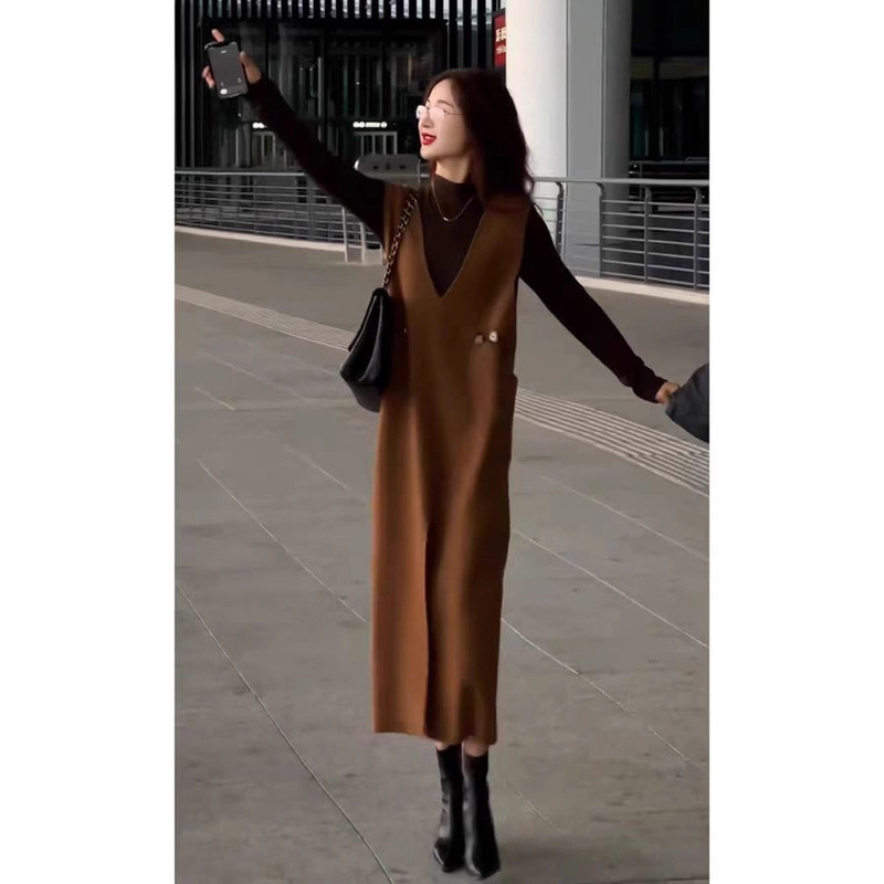 早秋气场强大名媛气质高级感正式场合小香风美拉德背心连衣裙套装|undefined
