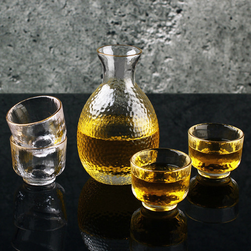 Japanese sake pot set hammered glass wine warmer household liquor cup wine divider scalding wine pot custom gift box