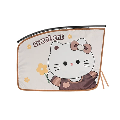 Baby Car Curtain, Car curtains - embedded-bow-cat-curtain-passenger-brown