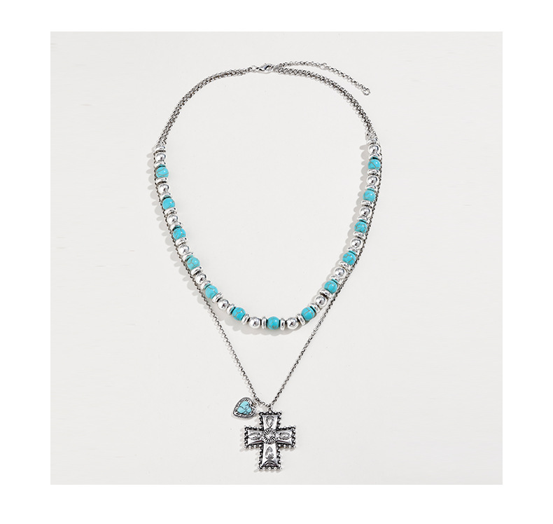 Ethnischer Stil Geometrisch Legierung Perlen Überzug Inlay Türkis Frau Ohrringe Halskette display picture 2
