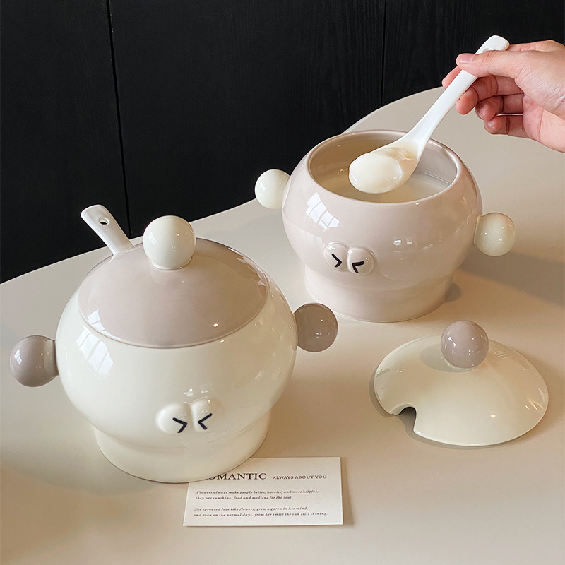 Tarjeta de manteca de cerdo cerámica doméstica resistente a altas temperaturas con tapa Tarjeta de aceite de chile de cocina Tarjeta de almacenamiento de aceite de carne