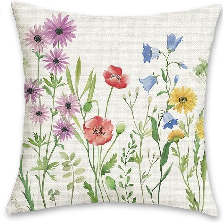 2023 transfronterizos flores de verano almohada de abrazo Amazon lino letras impresión cojín de dormitorio