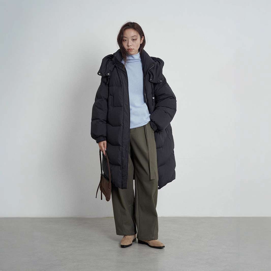 애앤퍼니 씨틴스탠드 긴팔 겨울 화이트 덕다운 후드 클라우드 퍼프 느낌 롱 다운 재킷 여성용 40923