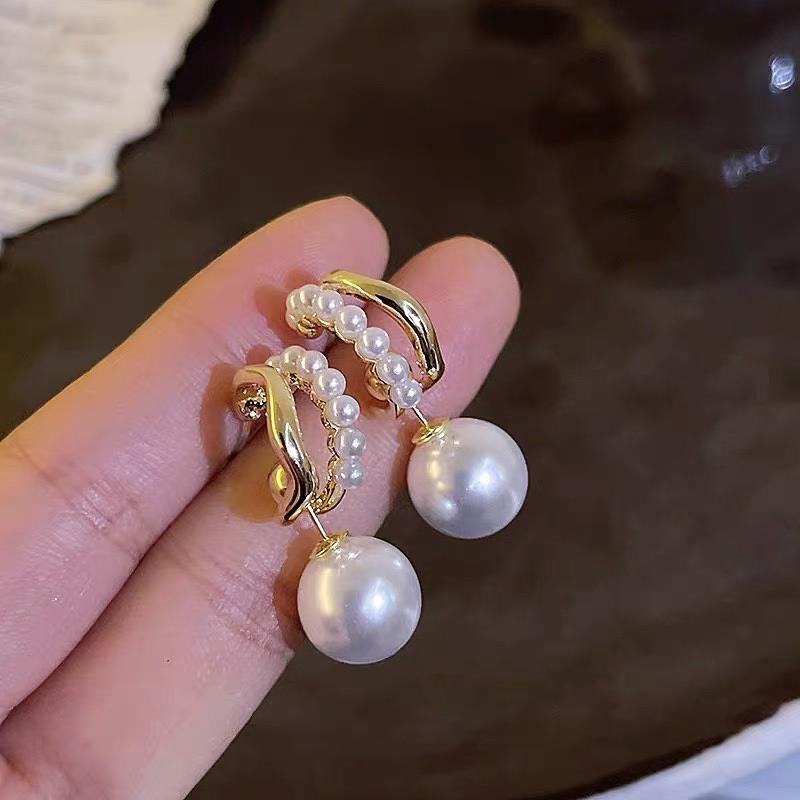 geometric fashionable universal retro earrings from pearl with…