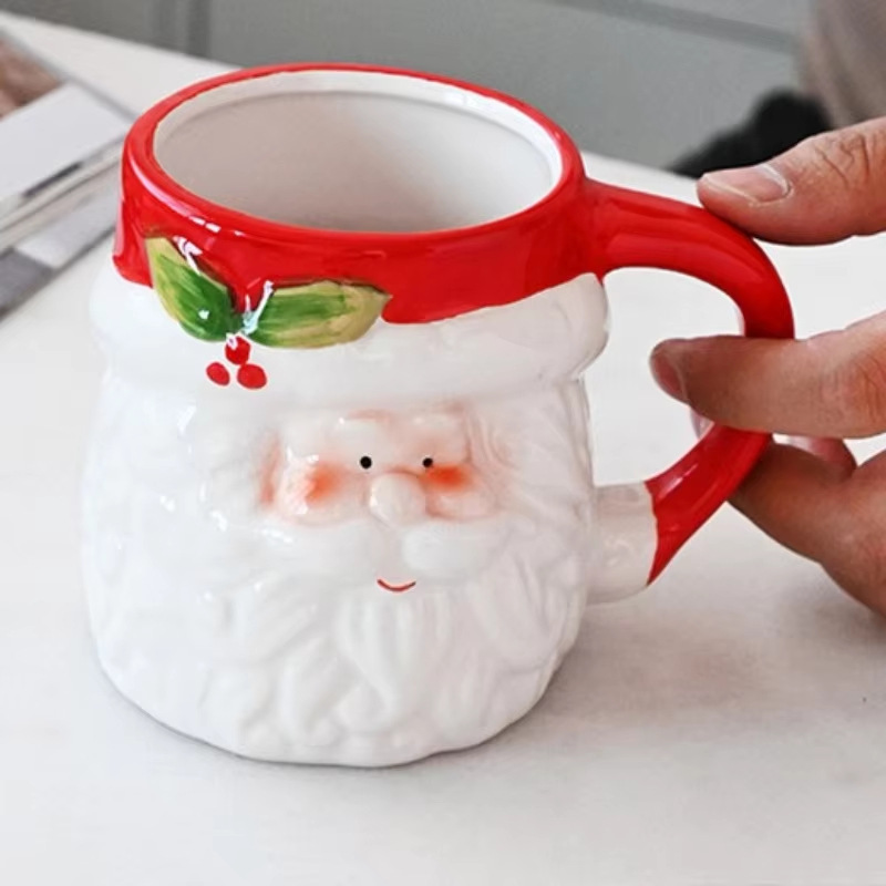 Taza de cerámica temática de Navidad Papá Noel pingüino forma taza de agua Qin Sheng regalo de cerámica taza de regalo de vacaciones