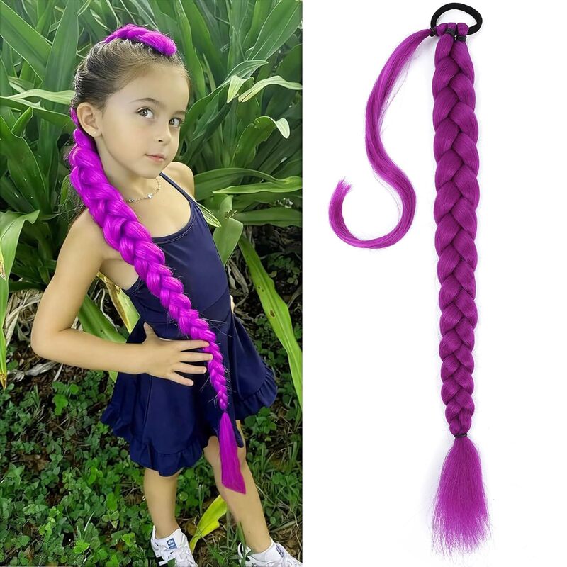 Foreign Trade Wig Long Braid Ponytail Wig Braided Hair Extensions High Temperature Silk Braid Ponytail Kidsren's Boxing Braid Twist Braid