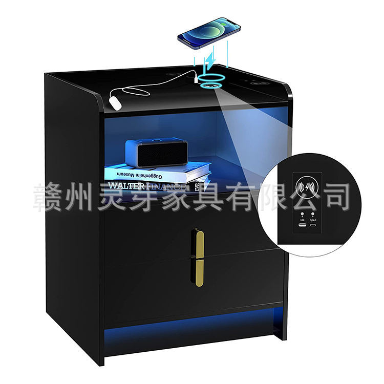 Amazon venta caliente de muebles de tablero con diodos luminosos recargables mesas de cama fábrica de comercio exterior al por mayor