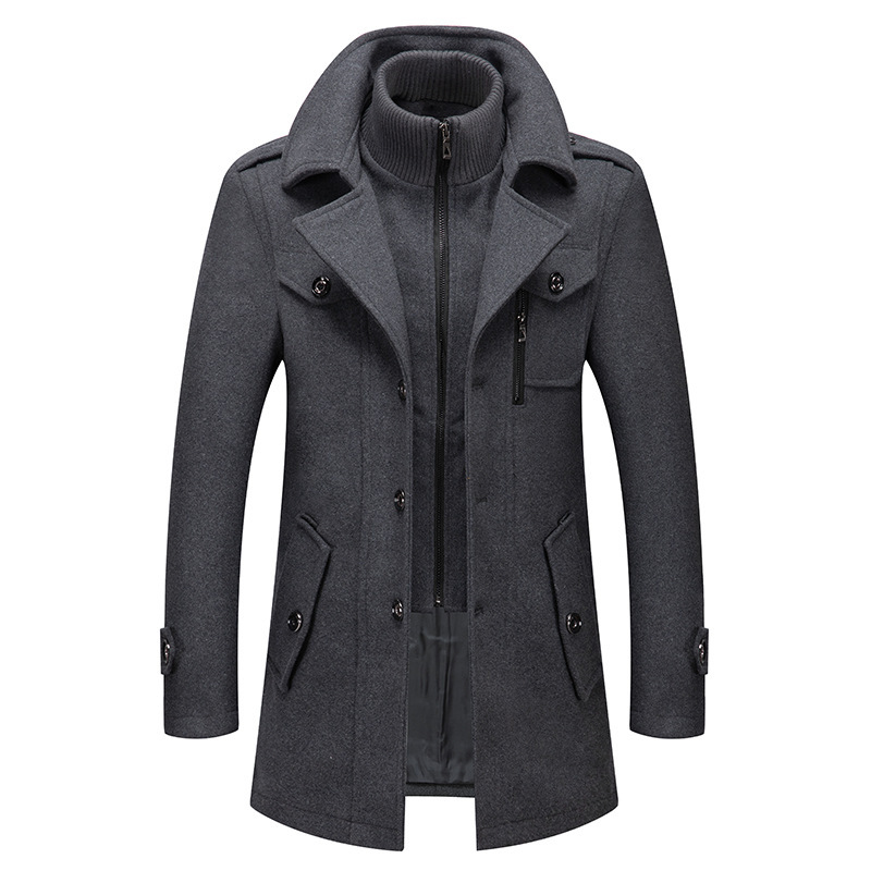 Men's Coat Double Neck Thick Autumn/Winter Super Men's Jacket Collar Men's Woolen Jacket_voghion.com