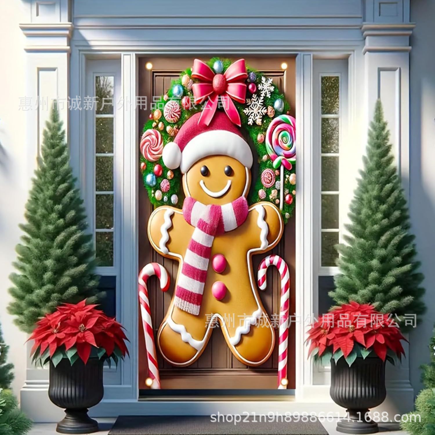 Amazon crossover nueva cubierta de puerta de Navidad cubierta de puerta de Santa Claus fiesta festiva ambiente tela de fondo al por mayor