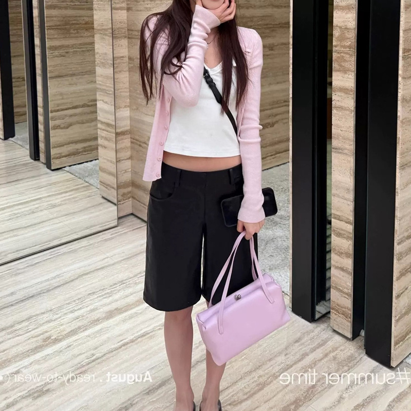Sun11 Loose Wide-Leg Black Casual Leather Pants for Women Early Autum New Straight Shorts for Small People Sun11 Loose Wide-Leg Black Casual Leather Pants for Women Early Autum New Straight Shorts for Small People