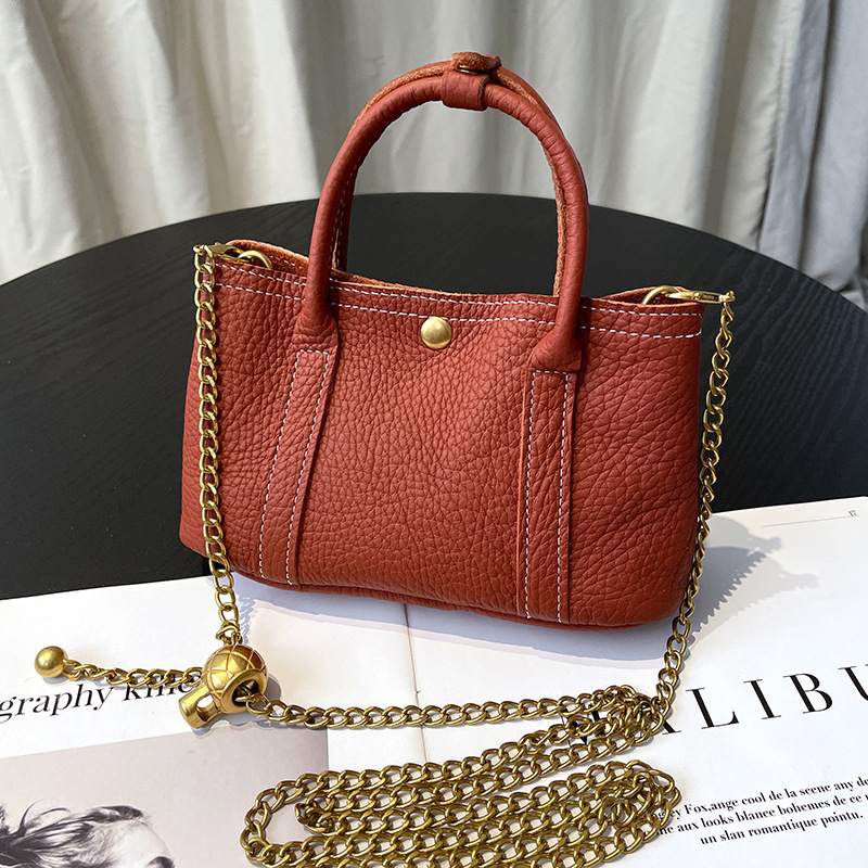 Top-layer cowhide women's shoulder bag, genuine leather crossbody bag, Korean-style simple handbag, fashionable women's bag that can hold a mobile phone Top-layer cowhide women's shoulder bag, genuine leather crossbody bag, Korean-style simple handbag, fashionable women's bag that can hold a mobile phone