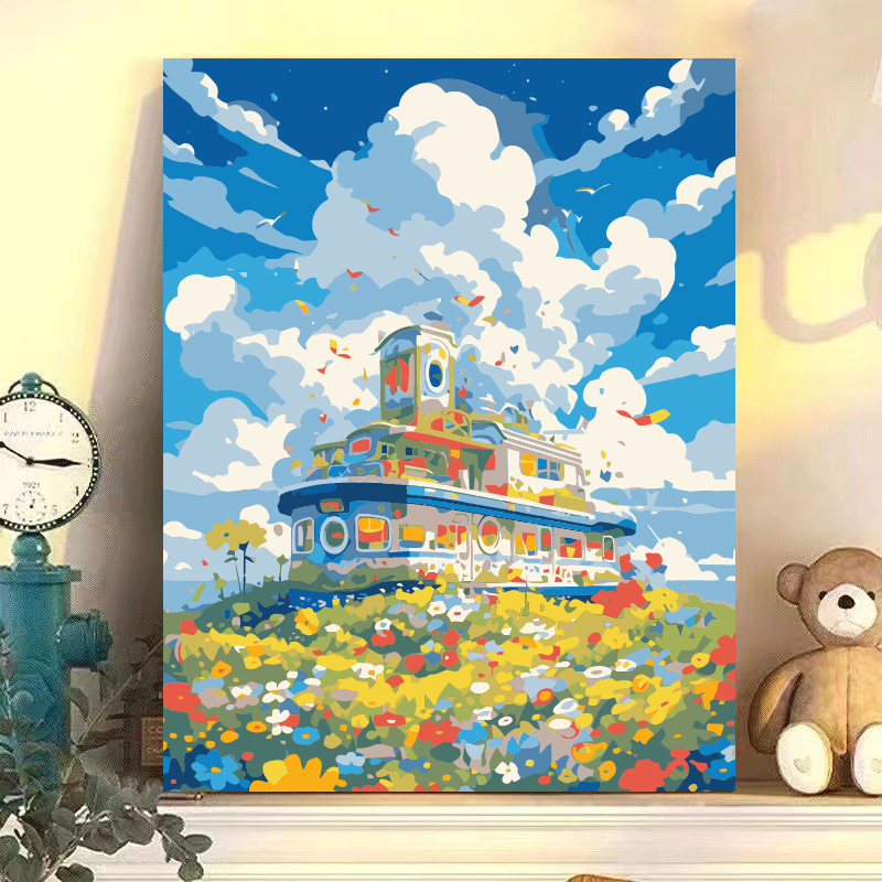 Digital oil painting diy oil painting hand-painted digital painting animation landscape character coloring painting living room bedroom decorative painting